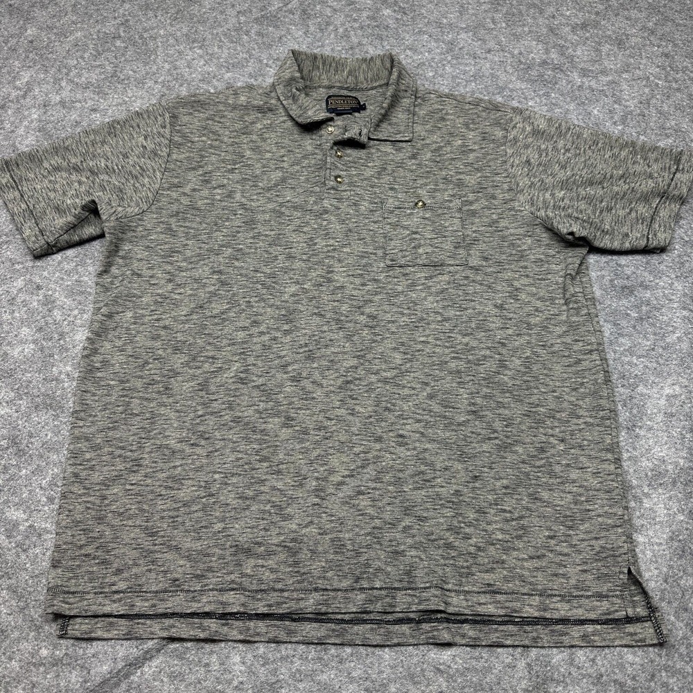 Pendleton Polo Shirt Mens Large Gray Cotton‎ Short Sleeve Casual Golf
